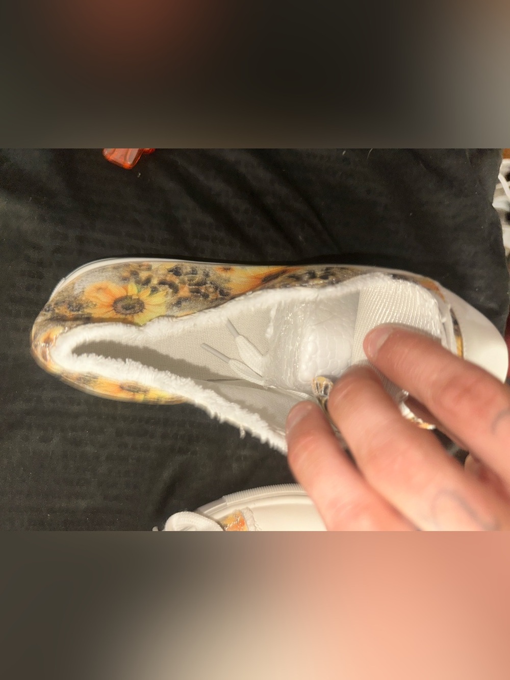 White Canvas Sneakers with Sunflower Print